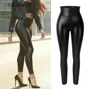 PU Leather Pencil Pants Women Sexy Tight Booty Up Skinny Leggings Faux Leather Trousers High Waisted 